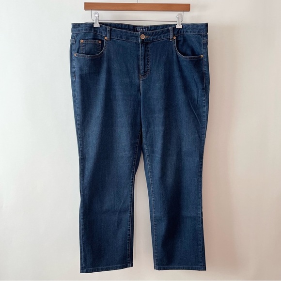 Chaps Denim Madden Straight Leg Mid-Rise Blue Jeans 99% Cotton Size 18W - Picture 2 of 12